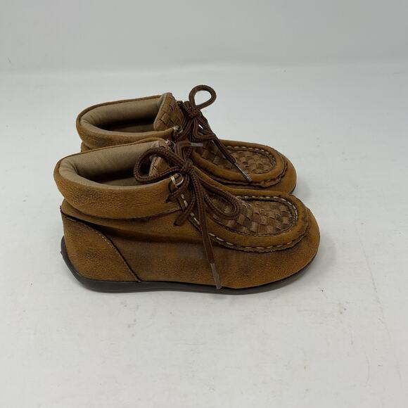 Double Barrel Boots Child Toddler Size 7 Brown Chukka Moccasin Tie Laces Dbl - Picture 3 of 11